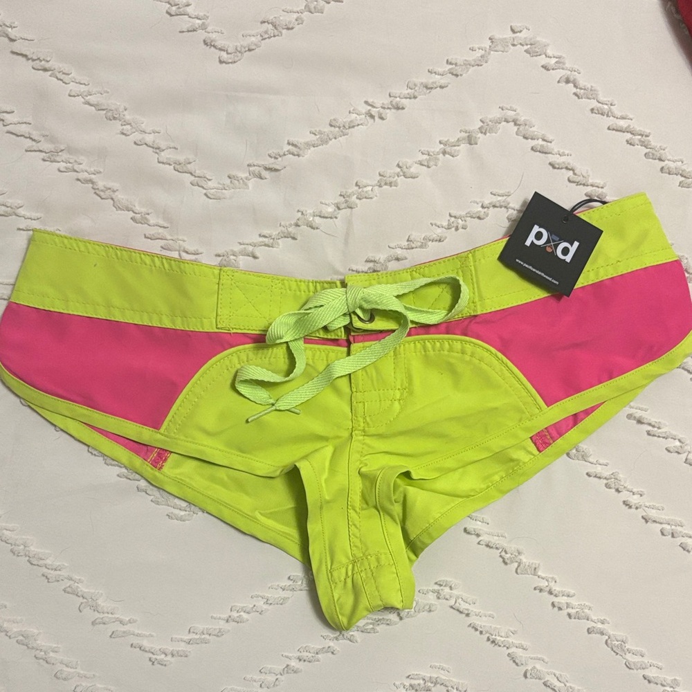 Cheeky Pink and Green Women's Swim Board Shorts- Pacific and Driftwood